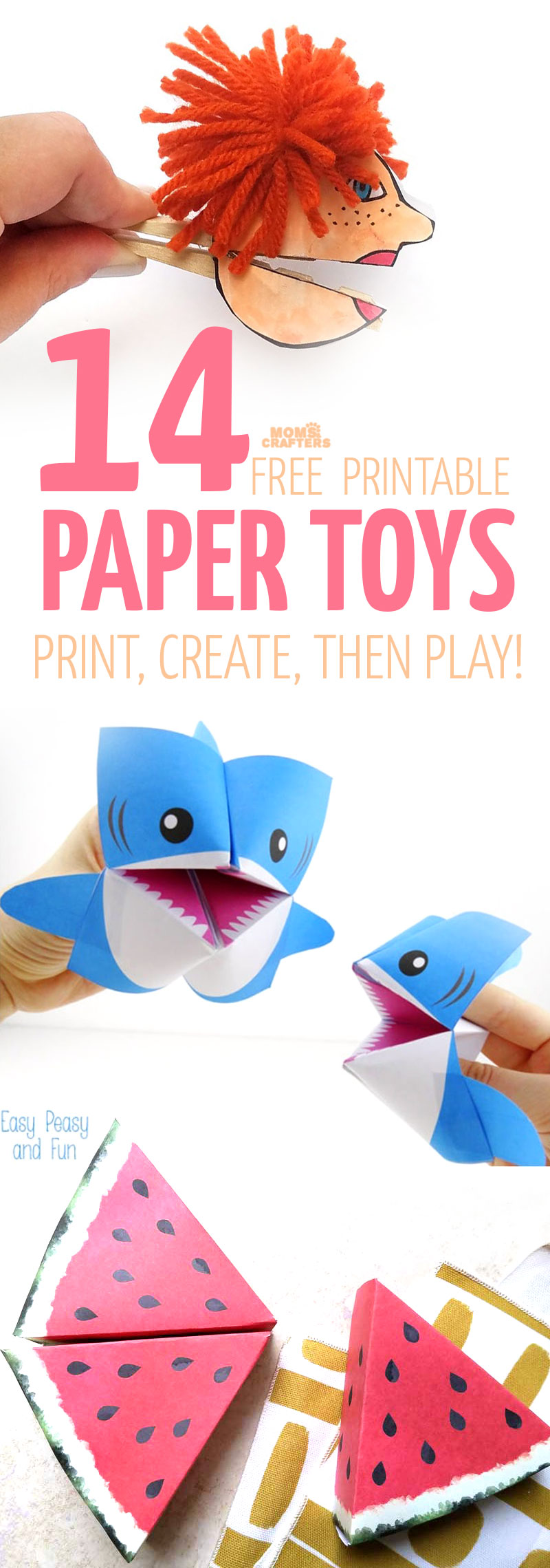I love paper toy templates - you can really refresh them frequently, and then recycle them when you're done. These free printables for play make awesome paper crafts for kids and adults and provide so much pretend play opportunities too!
