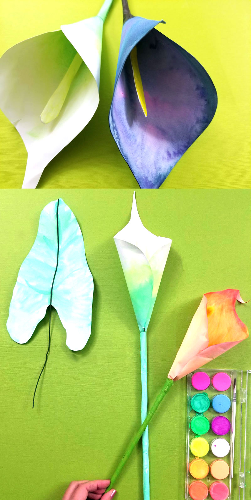 How to Make a Paper Calla Lily Watercolor Paper Flowers