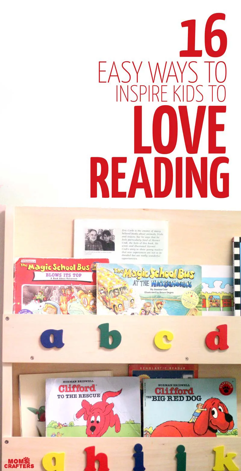 Want to inspire your kids to love reading? These 16 easy ideas are perfect for getting kids to love books- great tips for teaching and parenting kindergarden and preschool kids with strong literacy skills!