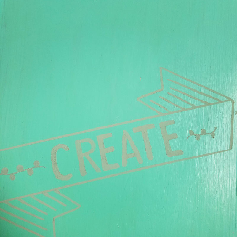 Open up for a cool surprise! Update a vintage sewing box with this cool DIY makeover using stencils. The top says "create" and there are beautiful patterns inside - you simply won't believe that this was a flea market find! One of my favorite thrift store makeovers and trash to treasure DIY projects ever, and perfect for craft room organization.