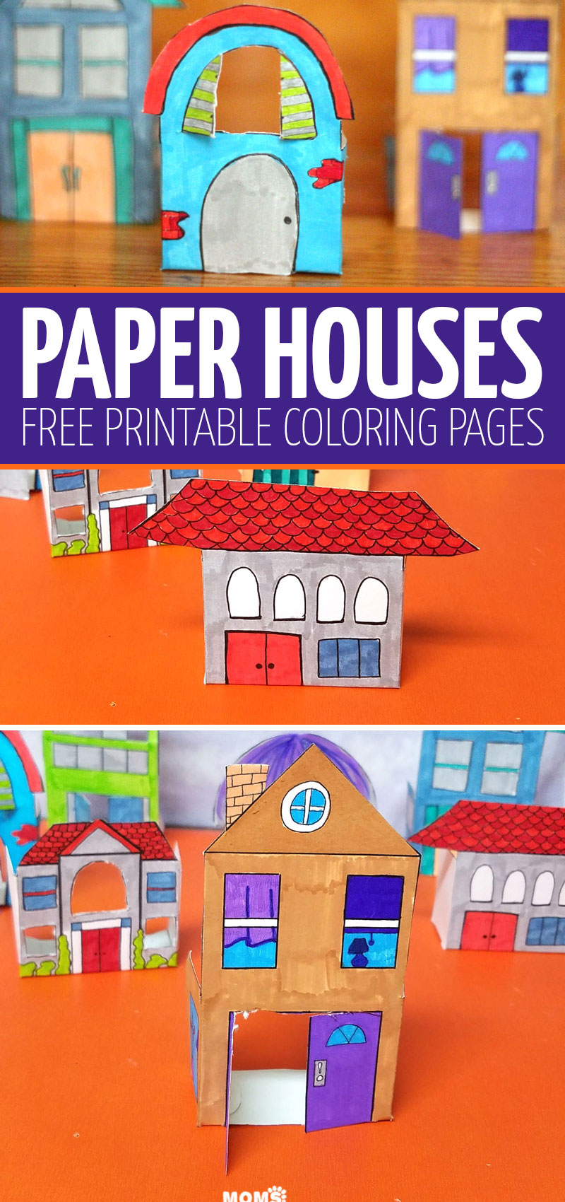 Click to download your free printable paper houses - a fun paper toy that can also be used as Christmas or holiday decorations!