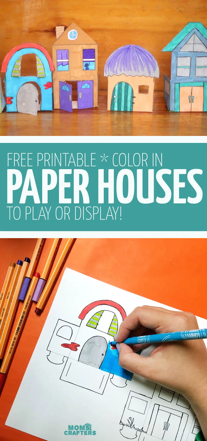 Craft these paper houses - fun free printable coloring pages and paper crafts for kids, teens, tweens, and adults!