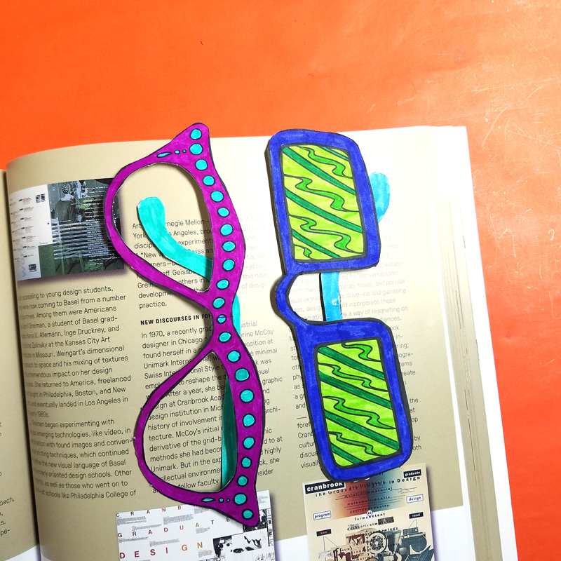 Print and craft these free printable "reading glasses" coloring bookmarks - these cool bookmarks coloring pages for adults (and kids too!) are a fun paper craft and boredom buster! These magnetic DIY bookmarks stay in place and are so much fun to create!