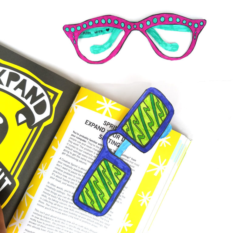 Free Printable Reading Glasses Coloring Bookmarks