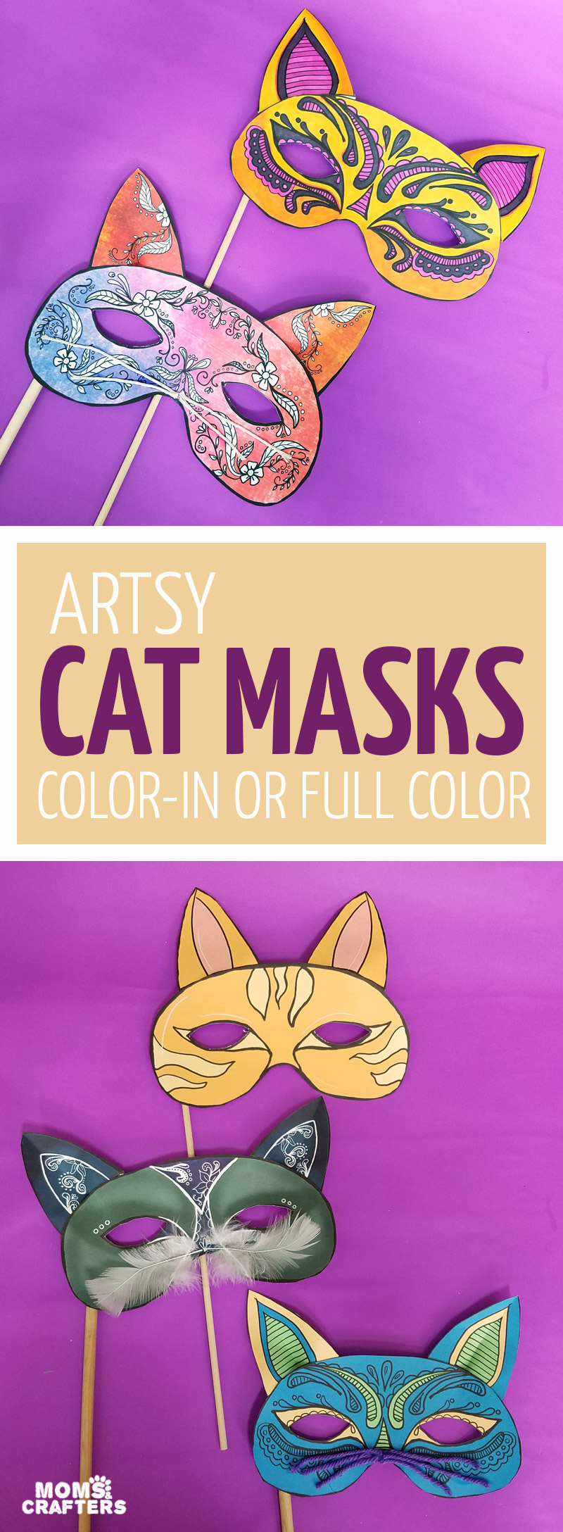 Cat Paper Mask Printable Pet Animal Coloring Costume Craft Activity  Template