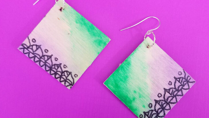 DIY Wood Earrings with Watercolor Doodles