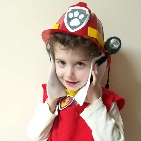 Love this adorable and easy DIY Marshall Paw Patrol costume idea! Such a simple no sew costume for preschoolers and toddlers and great for the kid who loves Paw Patrol costumes!