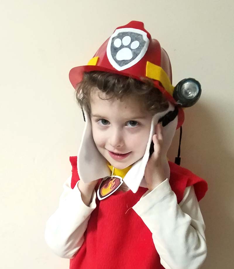 Love this adorable and easy DIY Marshall Paw Patrol costume idea! Such a simple no sew costume for preschoolers and toddlers and great for the kid who loves Paw Patrol costumes!