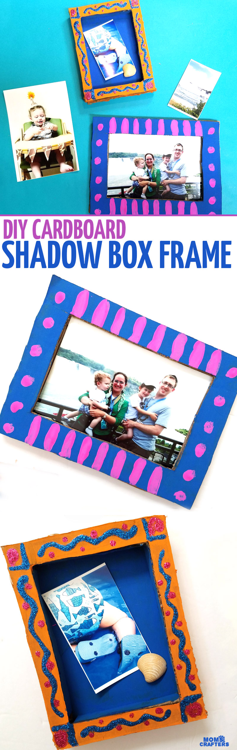 Make a fun DIY shadow box frame to give as a last minute photo gift that has meaning! Use recycled cardboard boxes to create meaningful DIY gifts - perfect for teens and tweens to make for their friends!