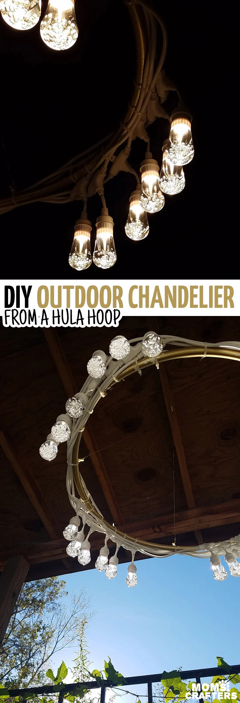 Make a beautiful DIY outdoor chandelier - beautiful and functional patio decor! It's a great way to update your outdoor space.