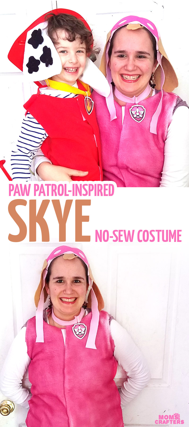 Make this fun SKYE PAW PATROL COSTUME - an easy DIY costume for preschool girls, or perfect for a PAW Patrol family costume idea!