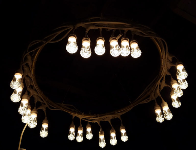 Outdoor Chandelier from a Hula Hoop