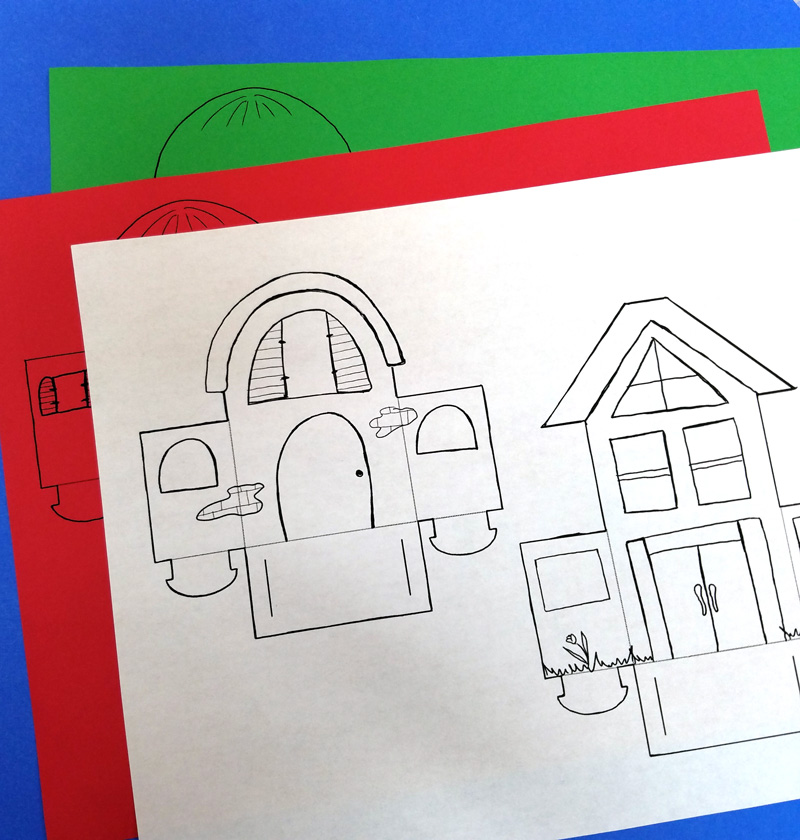 Make these super easy Christmas paper houses - a free printable and a cool paper craft for teens, tweens, and adults.