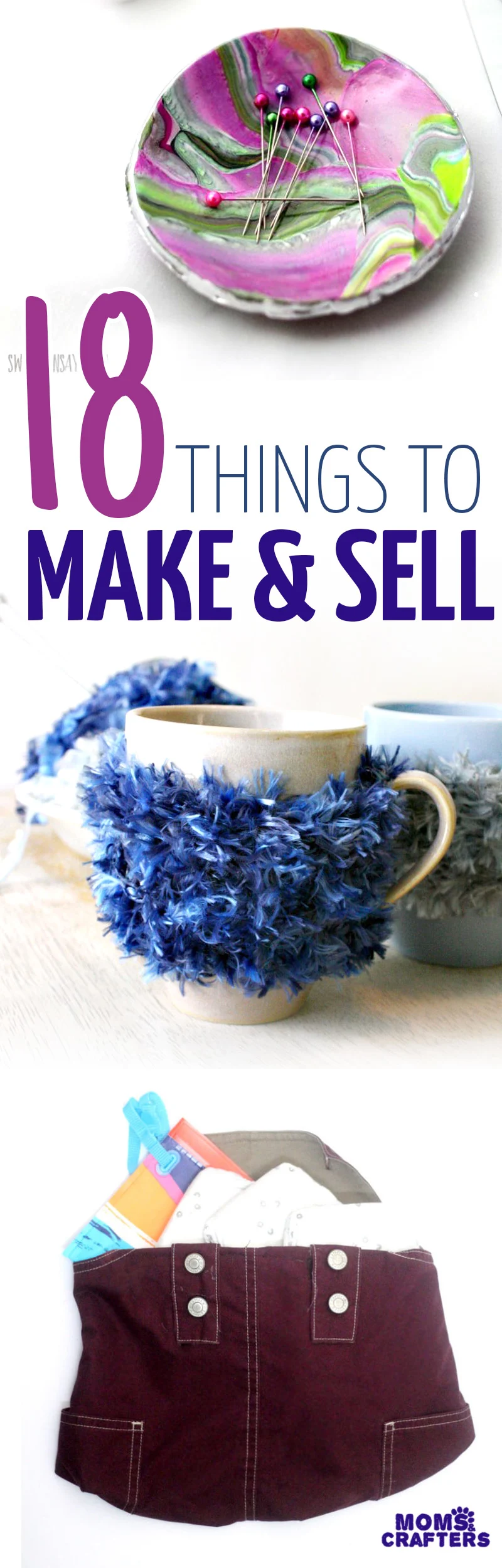 18 things to make and sell - these easy crafts for teens tweens and adults are perfect for craft fairs, charity sales, or for selling on Etsy! You'll love these free patterns and craft tutorials for all types of crafts to sell at home or online! #crafts #etsy #sellonetsy #craftfair #easycraft #