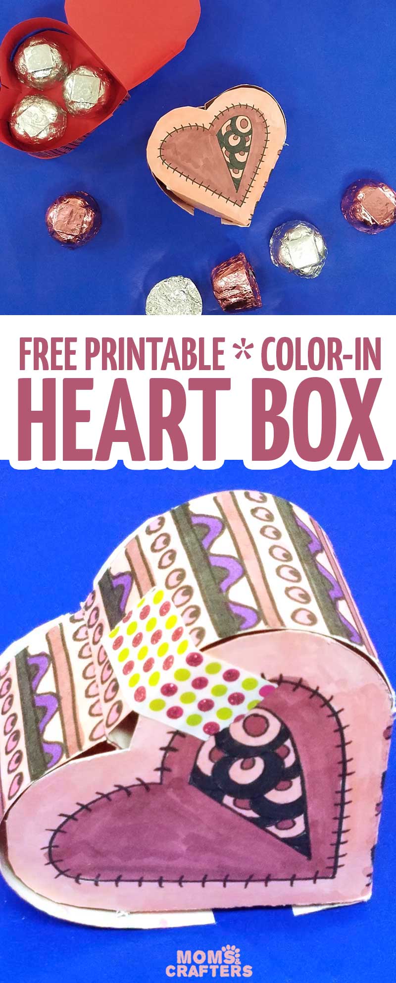 Grab the free printable template and craft this adorable heart box for Valentine's Day. This origami heart box is a sweet little DIY chocolate box and adult coloring page (perfect for big kids, tweens, and teens too!) for Valentines Day or your anniversary. #adultcoloring #papercraft #valentinesday