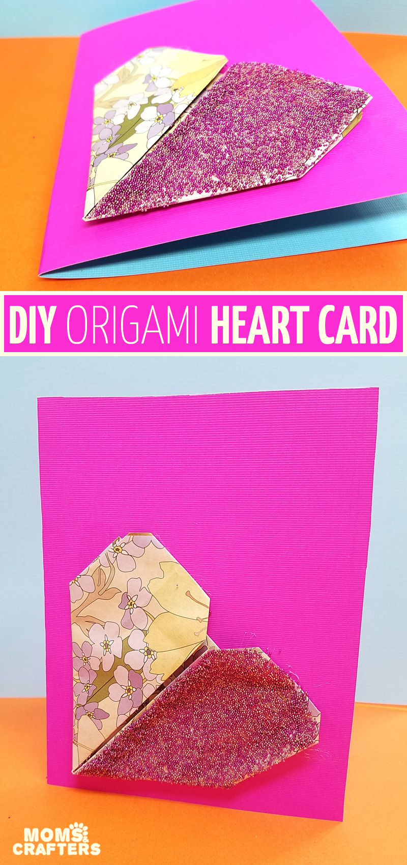 Make this sweet little origami heart card craft - an easy and fun paper craft for tweens and the perfect valentine's day craft for teens too! #valentinesday #valentine #teencraft #tweencraft #papercraft #origami #heart