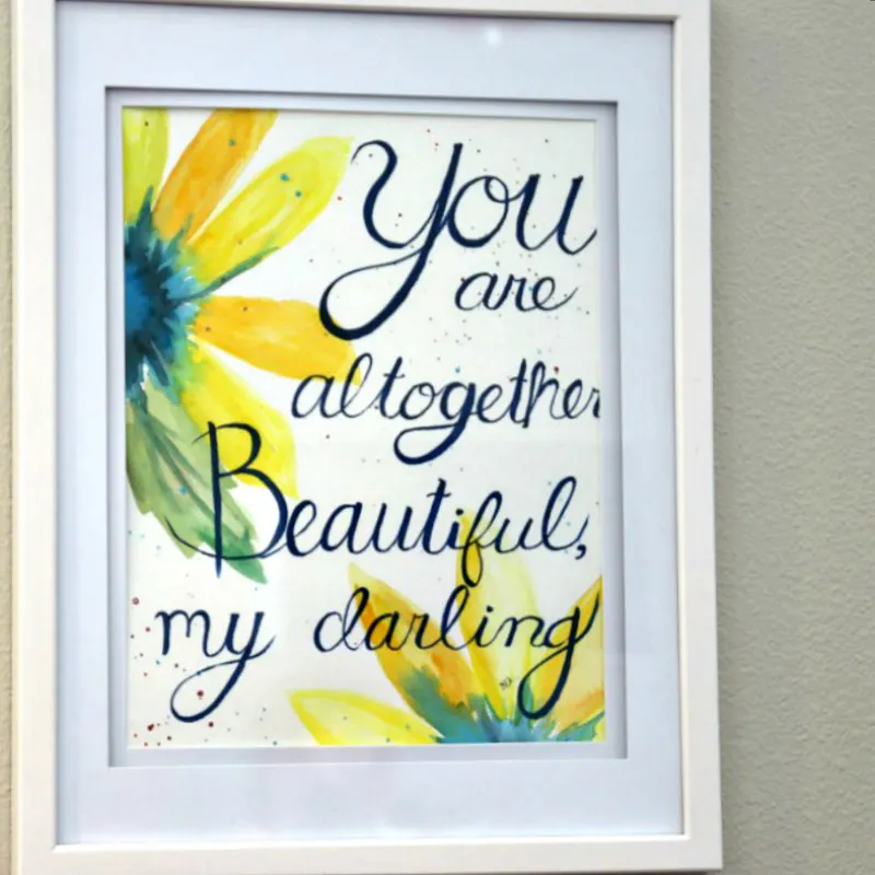 Beautiful quote watercolor art with watercolor paint set