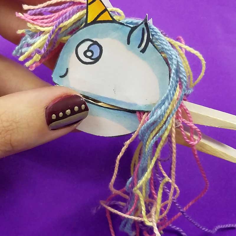 Unicorn clothespin puppets - free printable - step 14