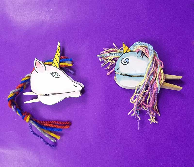 Unicorn Clothespin Puppets both