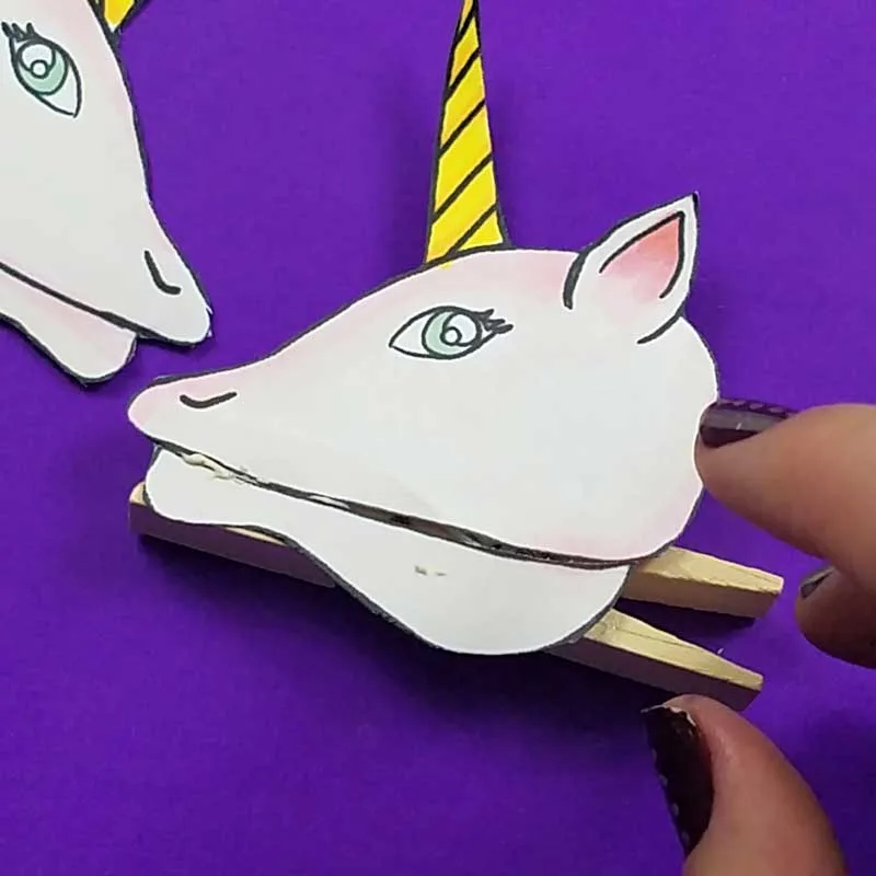 Unicorn clothespin puppets - free printable - step 4