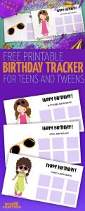 Tween Birthday Calendar - Free Printable Birthday Tracker