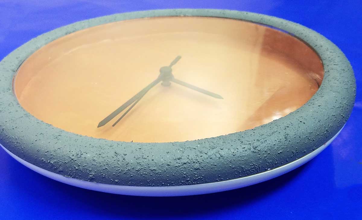 clock makeover - check out the cool concrete texture!
