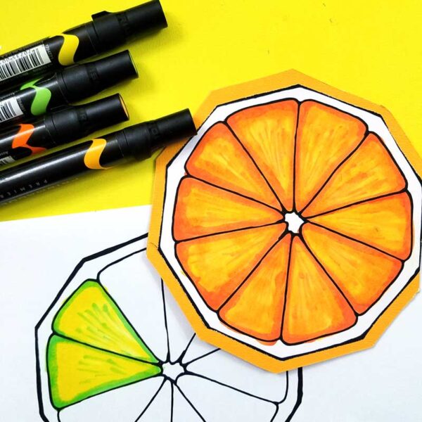 Fruit Cards – Color-in Citrus Slices