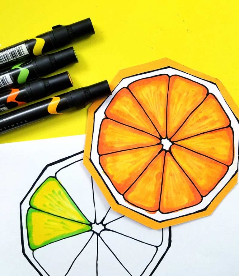 Fruit Cards – Color-in Citrus Slices