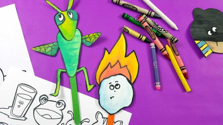 Passover Puppets – Ten Plagues Craft and Coloring Page