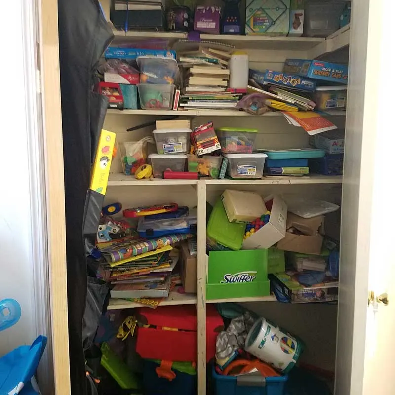 Before I organized my toy closet this is what it looked like - now you've got to check it out!