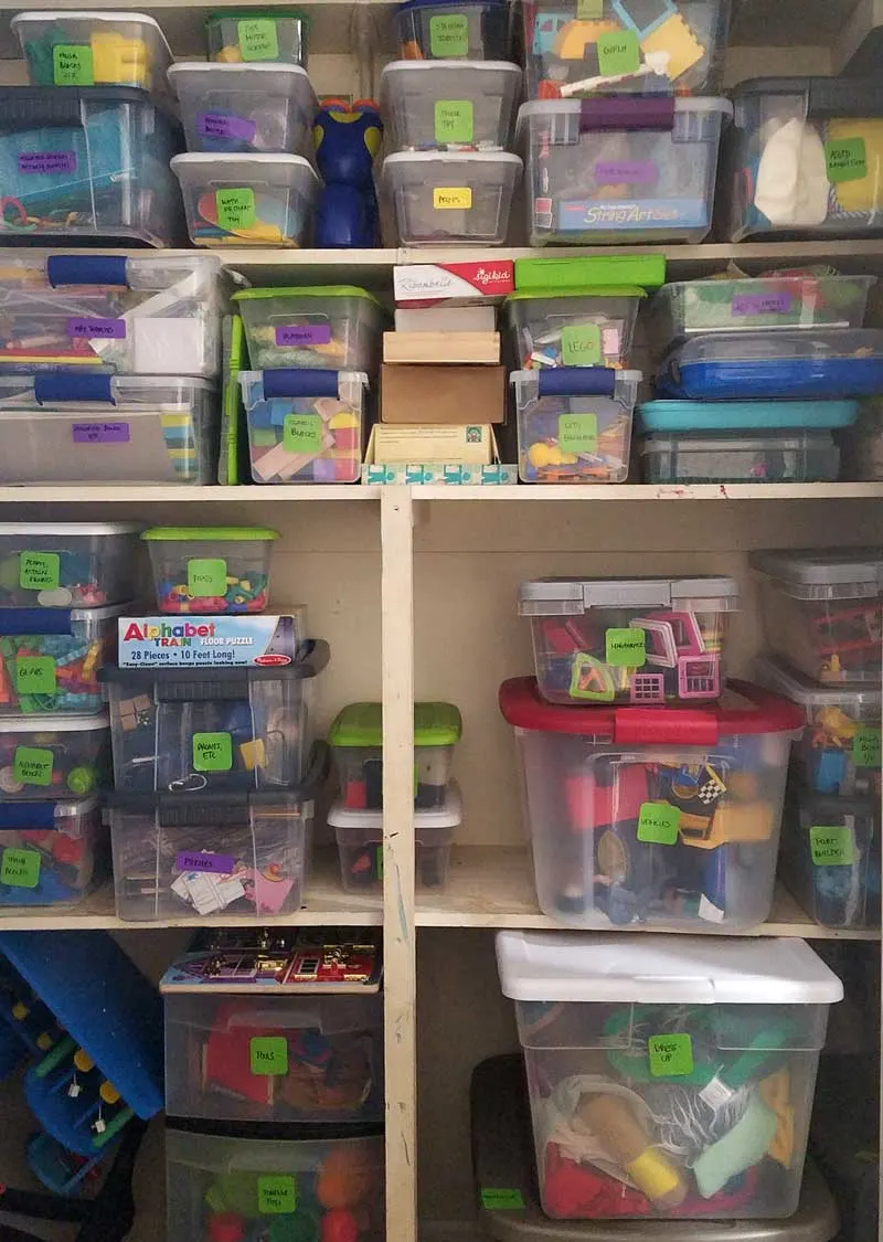 This is what my playroom organization looked like after I finished up the toy closet