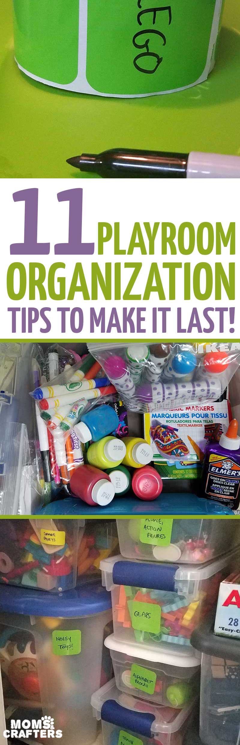 You'll totally nail your playroom organization with this step-by-step guide that's full of toy organization hacks that I implemented in my own home. These Toy organization ideas for small spaces are perfect for a living room and are totally cheap, including which bins and labels to use, and how to keep your playroom closet neat even with a toddler! #organization #playroom #momsandcrafters