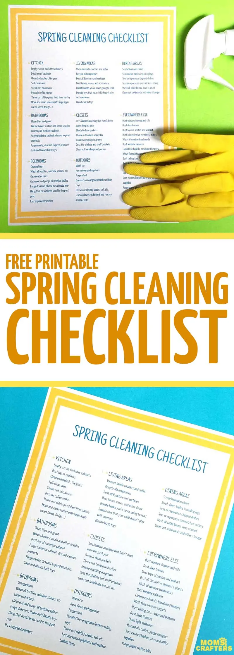 One of my favorite spring cleaning tips: use a free printable spring cleaning checklist to make sure you don't forget anything! This in-depth checklist is so pretty to keep around and easy to use. #springcleaning #cleaningtips #momsandcrafters