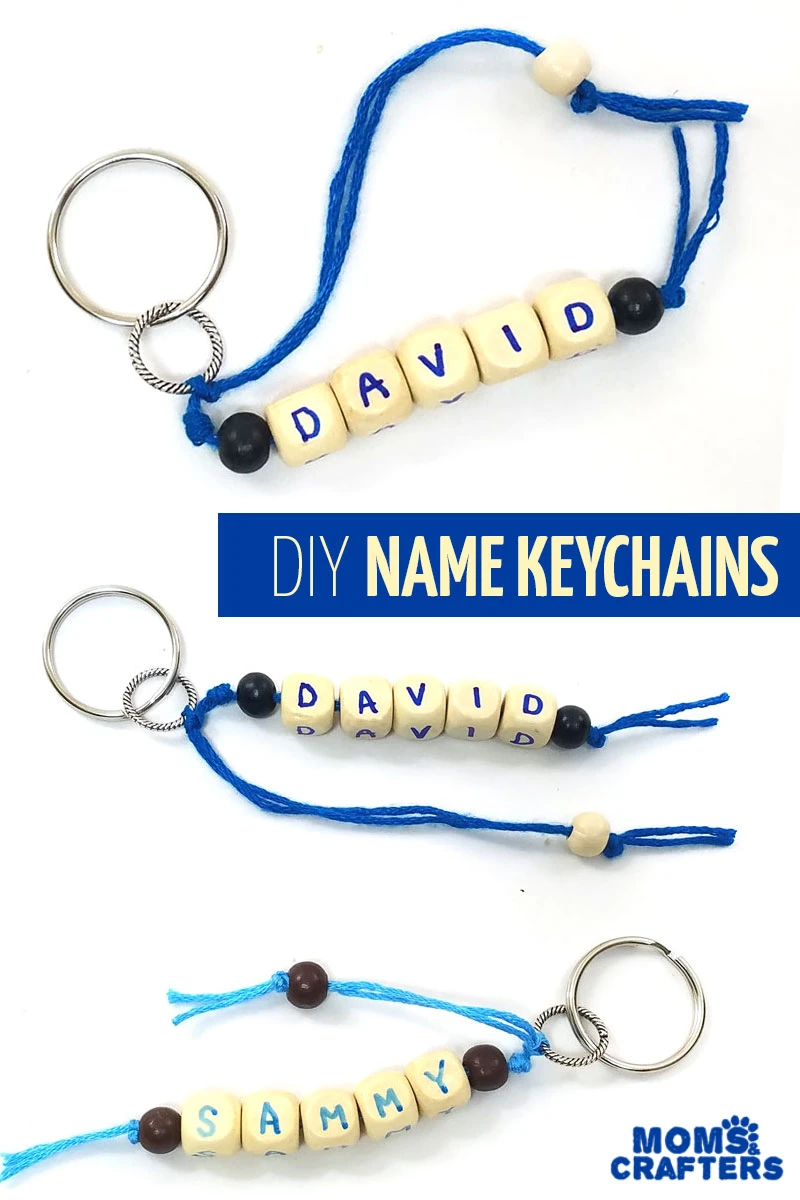 Make your own DIY personalized name keychains summer camp craft for teens and tweens - including teenage boys! This fun craft idea is easy to make and includes adorable key rings that can be given as gifts or kept! #crafts #teencrafts #momsandcrafters