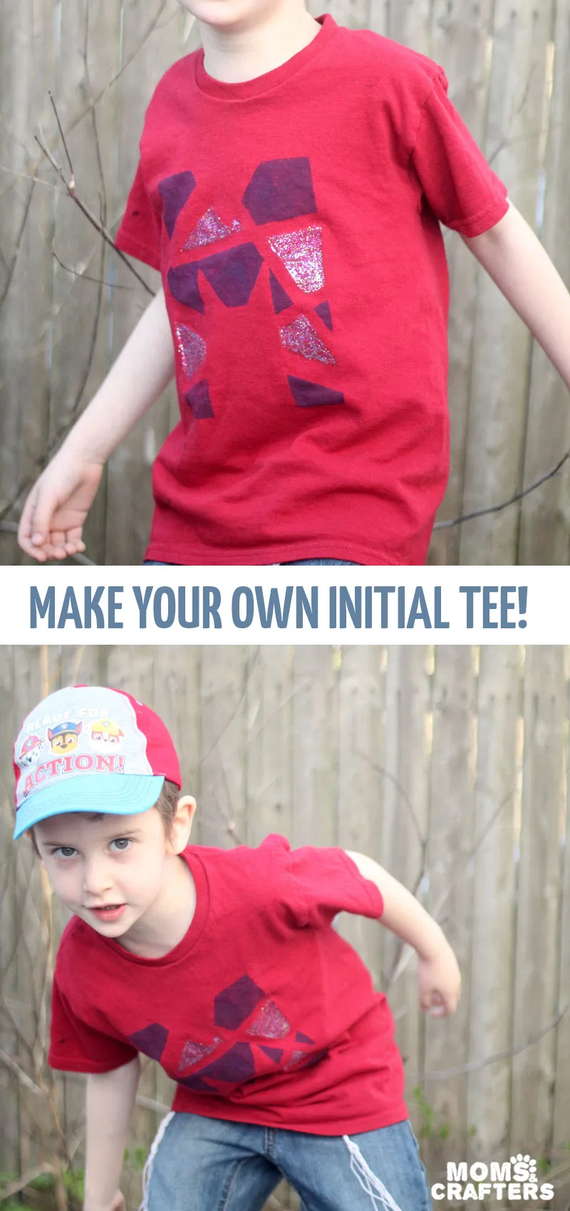 Make your own DIY monogram shirt for kids teens or tweens! This cool painted fabric initial tshirt craft makes a cool summer camp craft too! #crafts #momsandcrafters #diyshirt