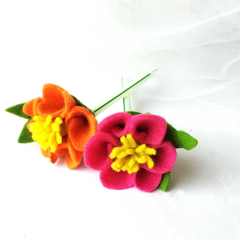 pink and orange felt flowers