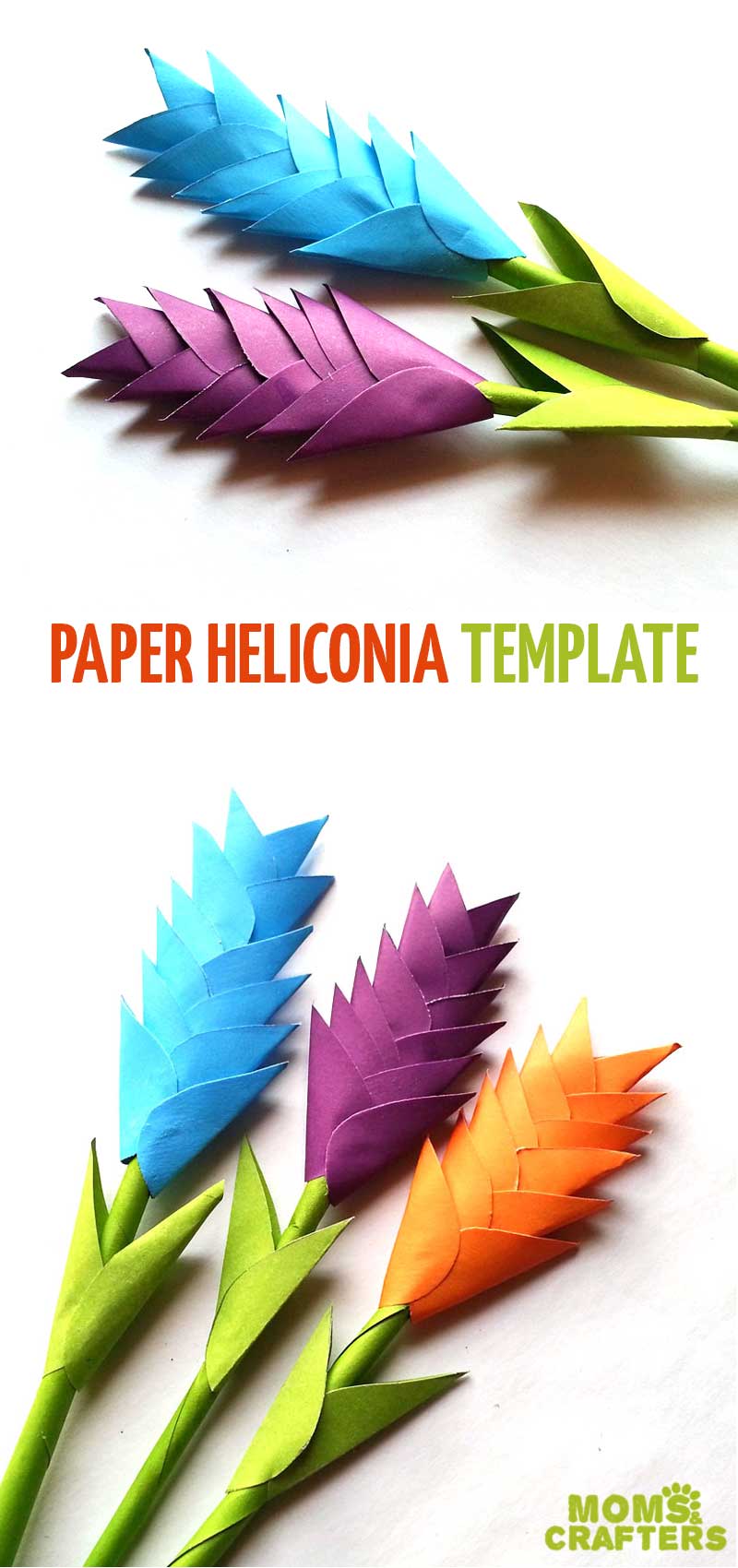 Learn step by step tricks for making diy paper heliconia using colored paper. This spring craft for teens and tweens is easy and beautiful beginner paper flowers.