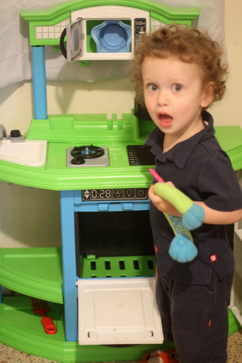 One of the best birthday gifts for two year old boys is a toy kitchen!