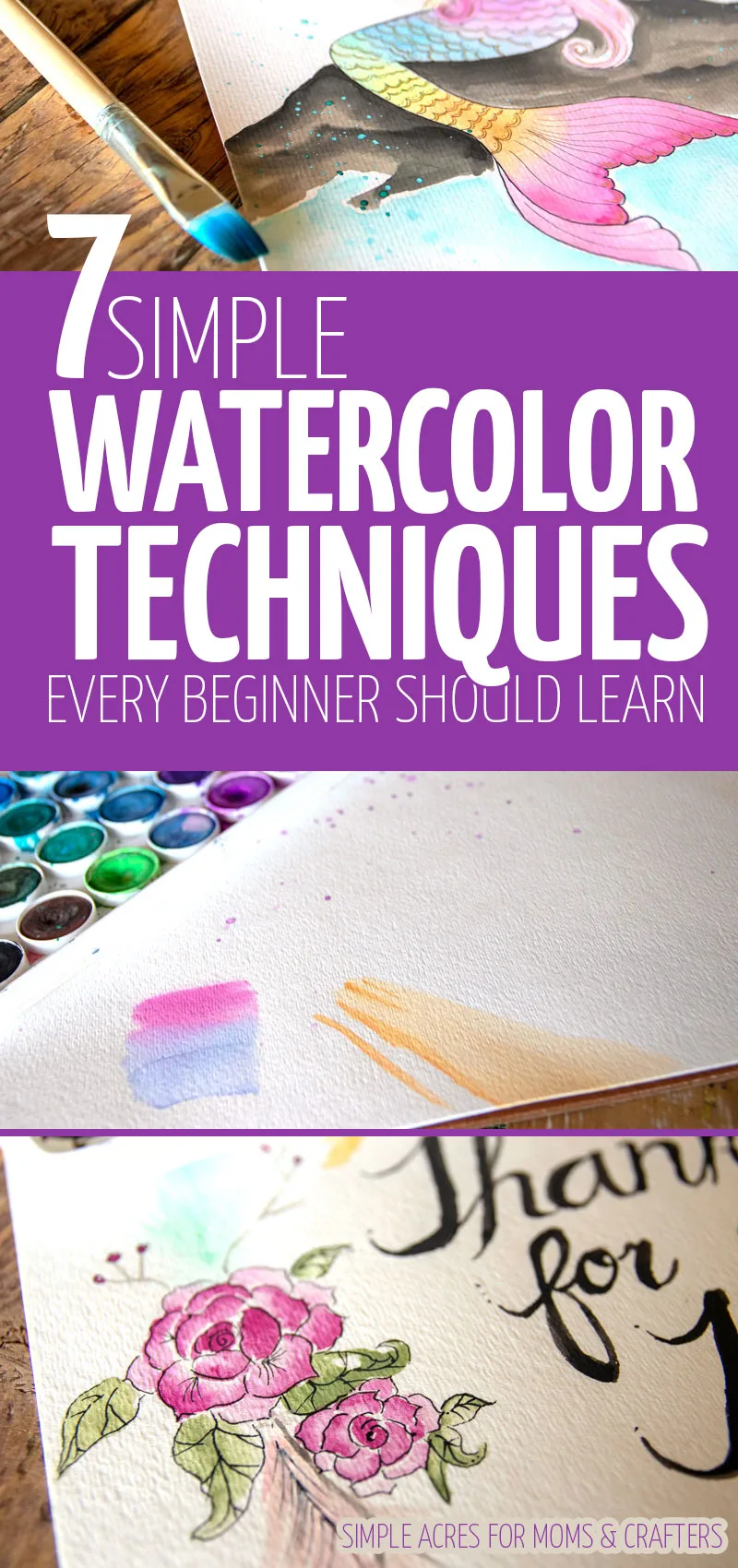 Click for some basic watercolor techniques for beginners! If you're learning how to watercolor, this list has everything you need to teach yourself #watercolor #art #momsandcrafters