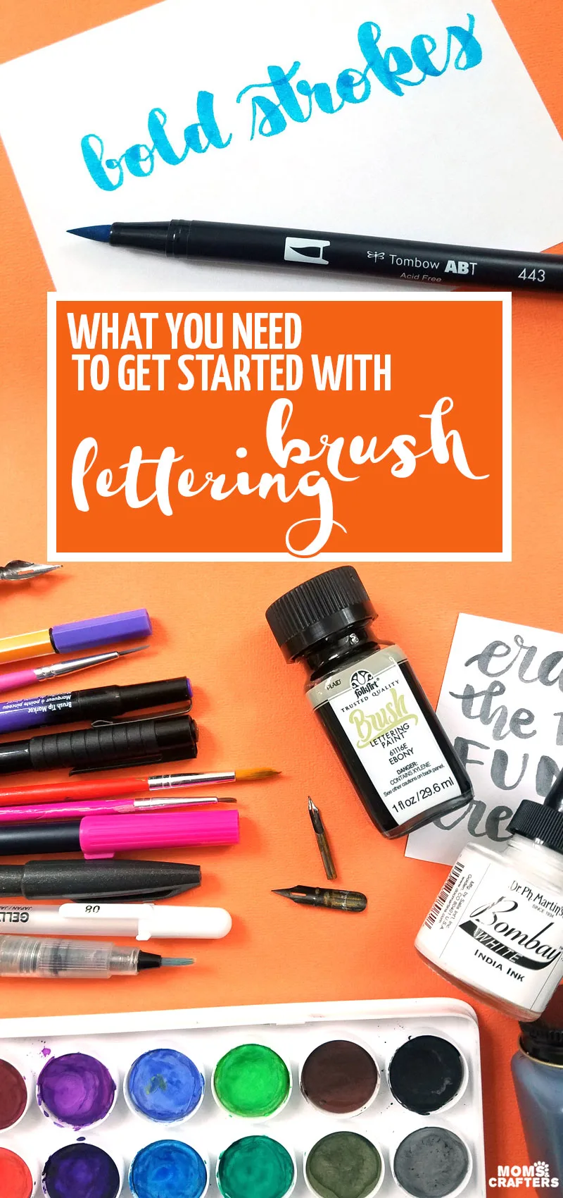 Click for some brush lettering 101 tips! These are teh best brush pens for lettering, as well as the best hand lettering brush for using ink or watercolors #lettering #brushlettering #calligraphy #brushcalligraphy #handlettering #watercolors