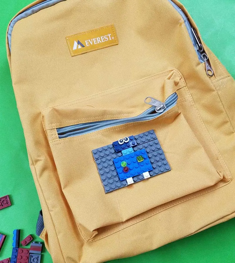 Make a LEGO backpack craft for a lucky little boy or girl