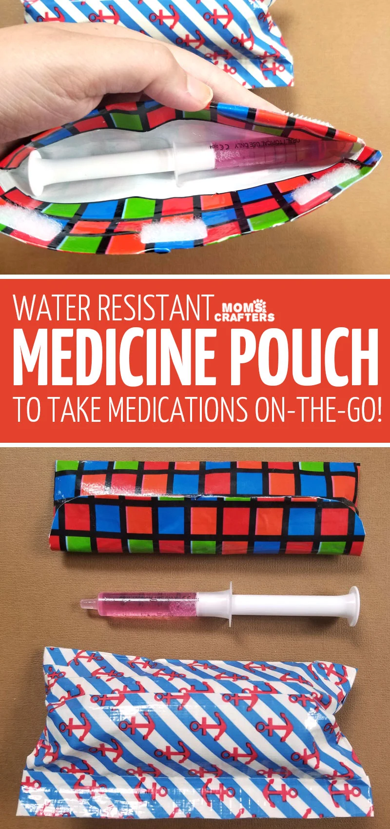 Click to learn how to make a water resistant medicine pouch so that you can take single medicine doses on the go without leaking! You'll love this mom hack and parenting tip for dealing with sick kids #parentingtips #momhack #momhacks