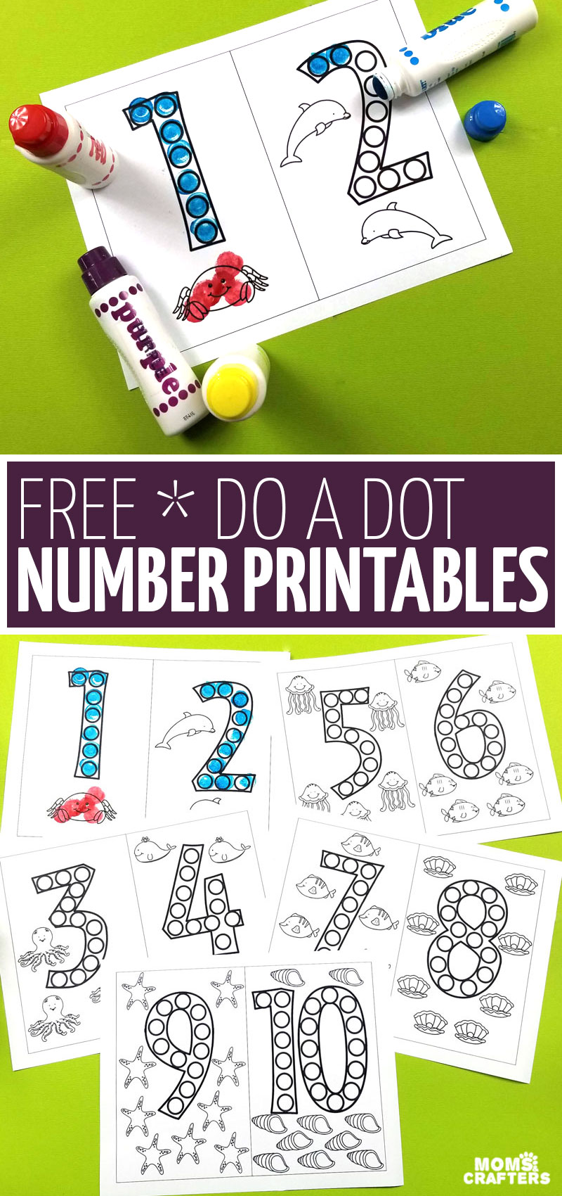 These free do a dot number printables are a great way for kids to have fun learning number forms without worksheets! They're great for at home, for pre-k or kindergarten prep, and a great dot art coloring pages for preschoolers.