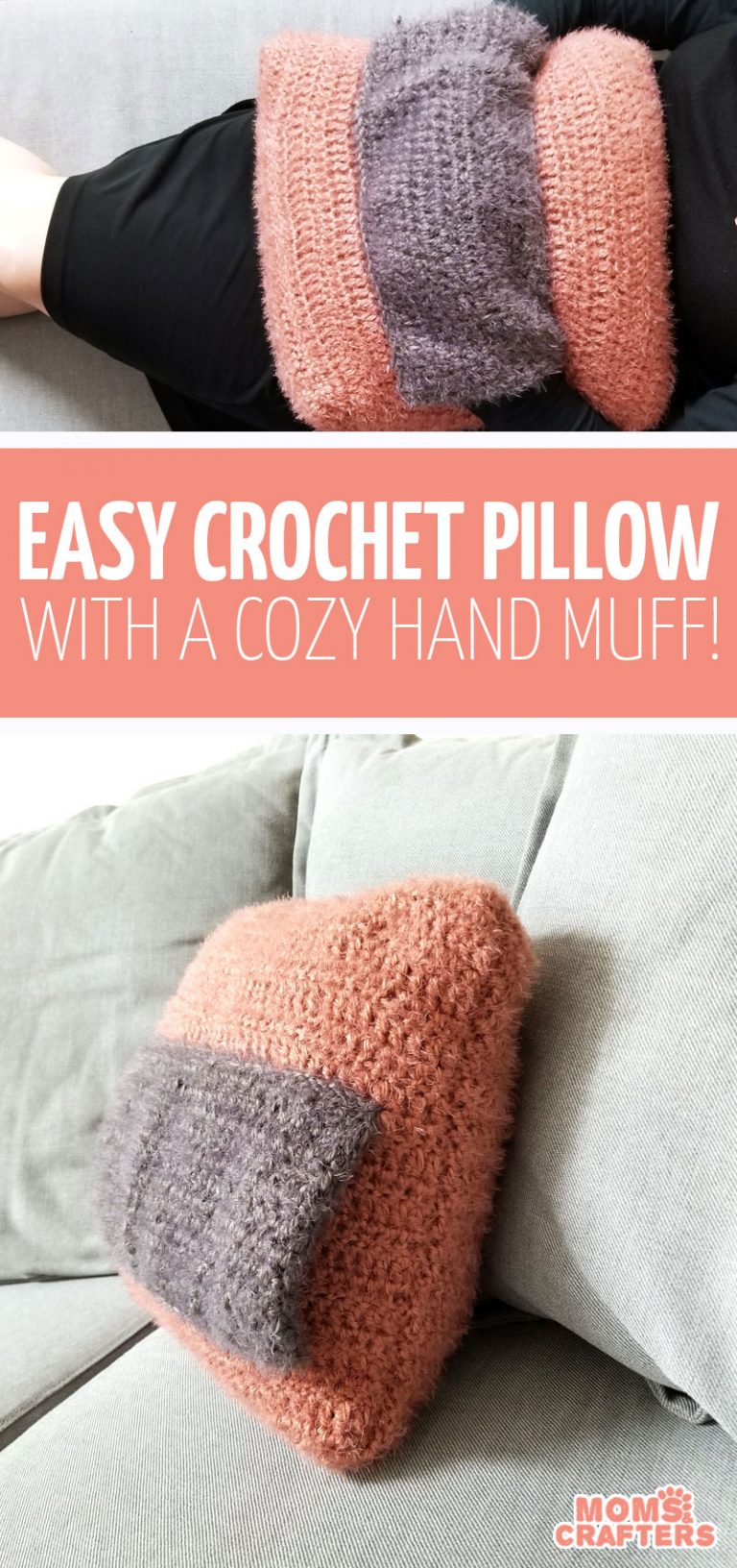 Crochet Throw Pillow Make a cozy pillow with a muff!