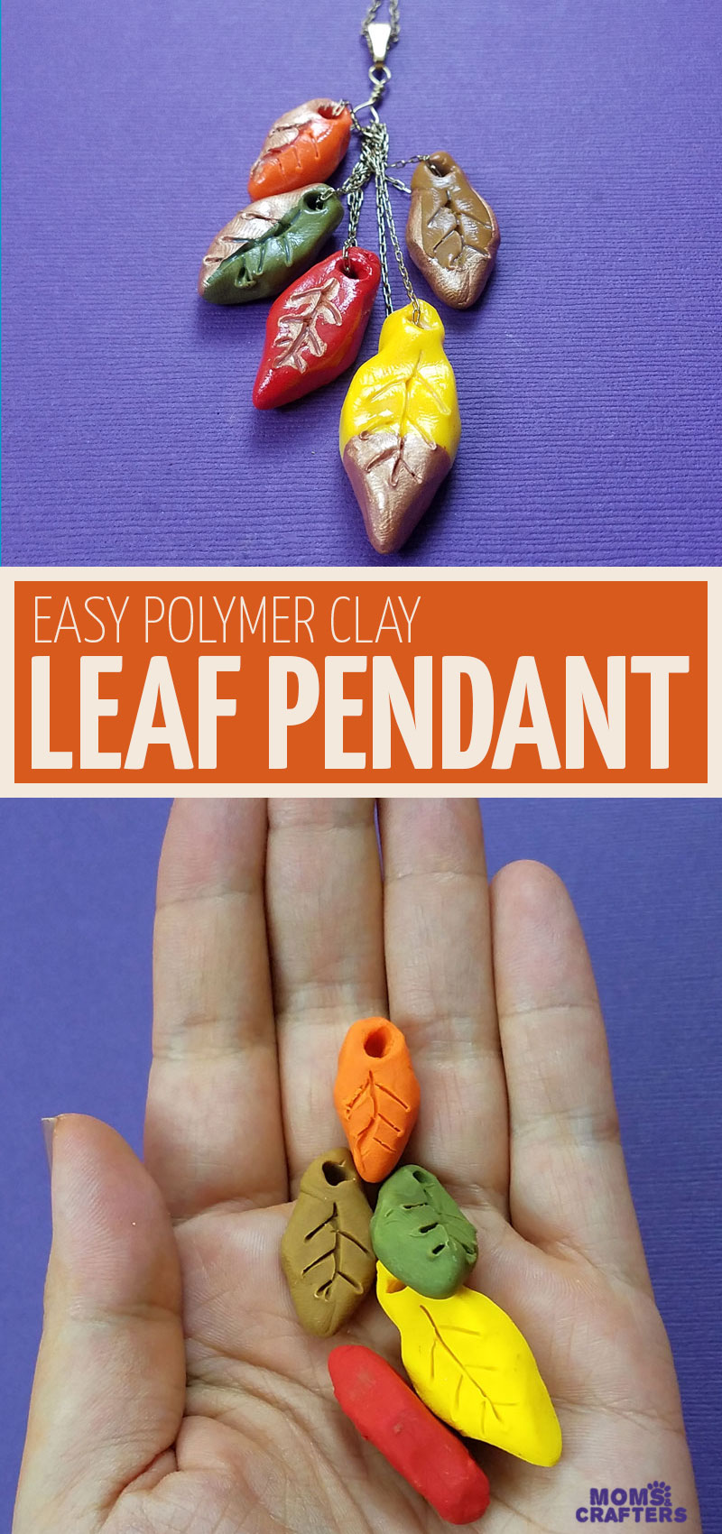 Click to learn how to make this beautiful cascading autumn leaf necklace - a perfect beginner polymer clay and jewelry making craft for kids, teens, or adults! This beautiful fall leaf craft is easy and simple. #polymerclay #jewelrymaking