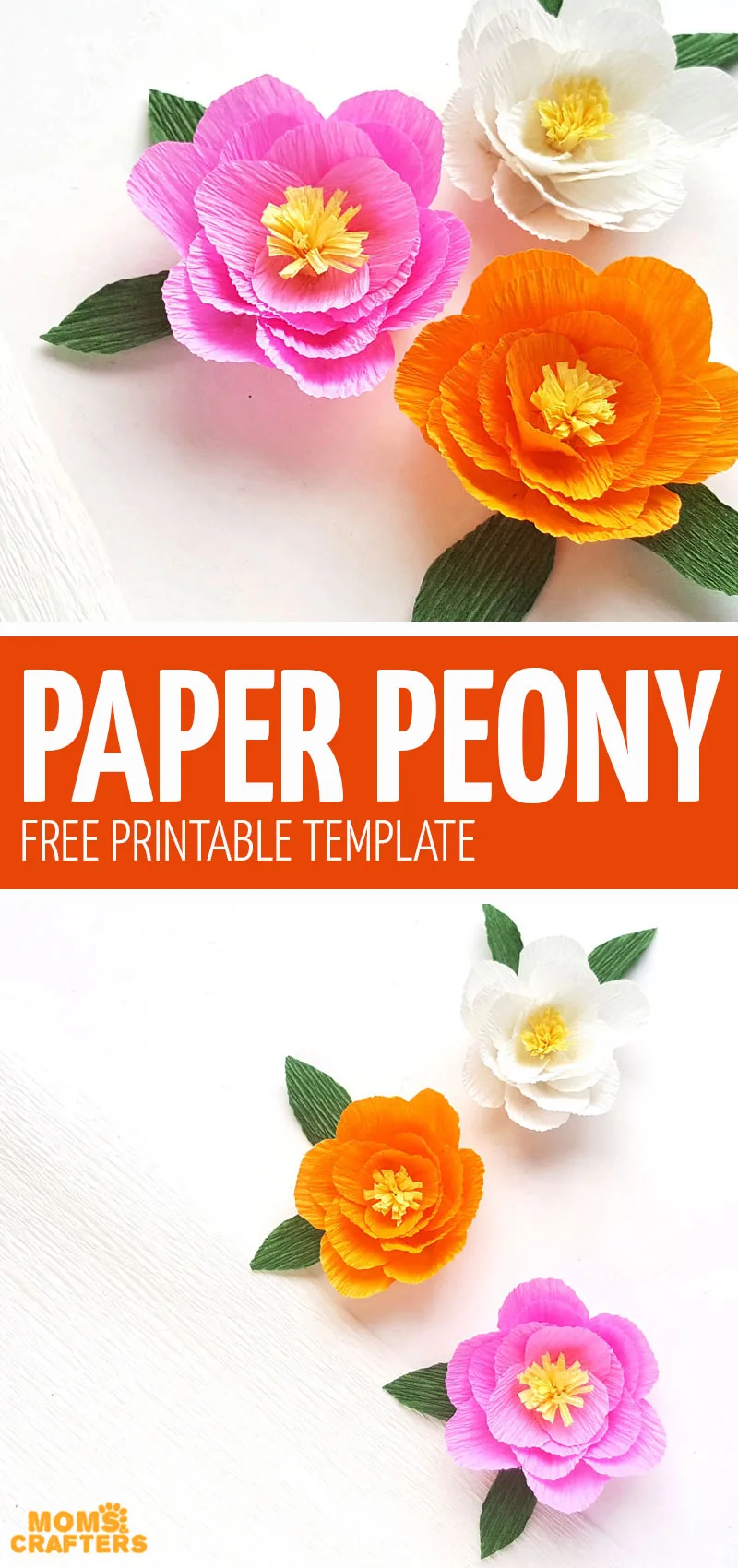 Click if you love making paper flowers and want to download this free printable crepe paper peony template! It's so much fun and one of my favorite paper flowers craft for beginners.