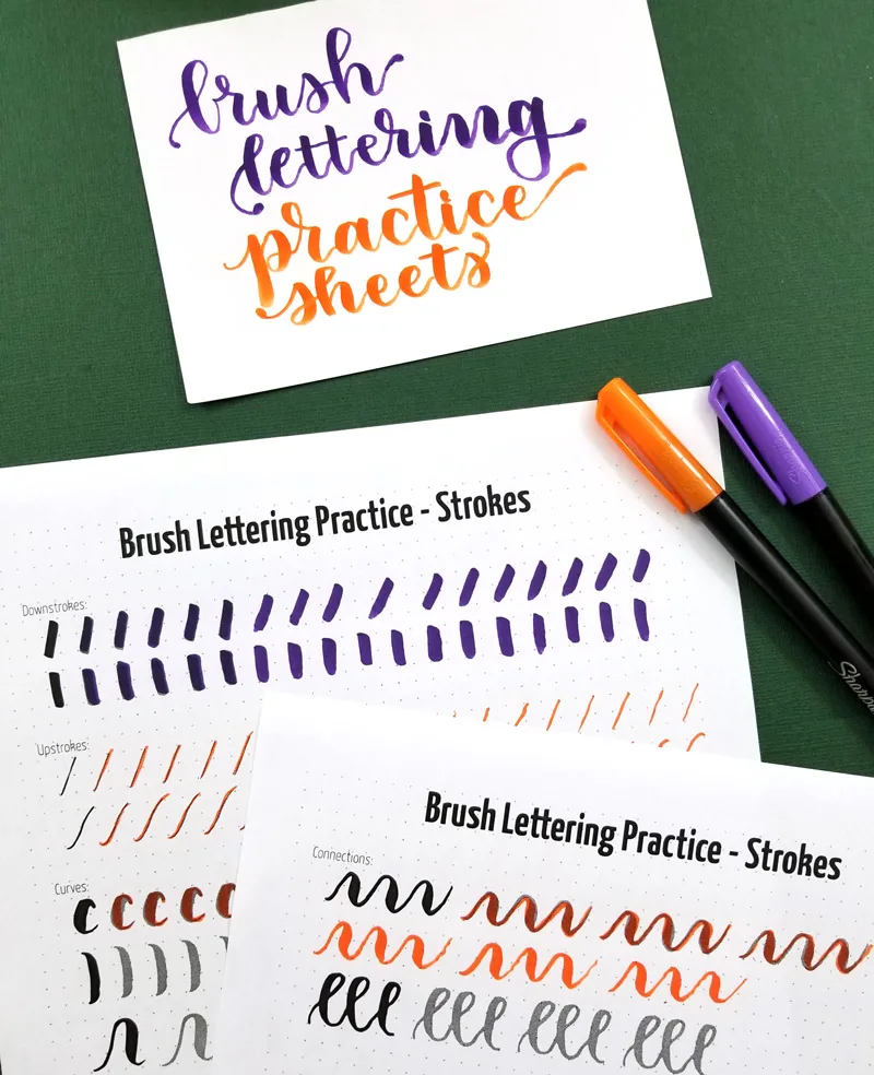 Brush lettering practice sheets - strokes