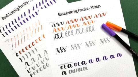 Free Printable Brush Lettering Practice Sheets - Strokes * Moms and ...
