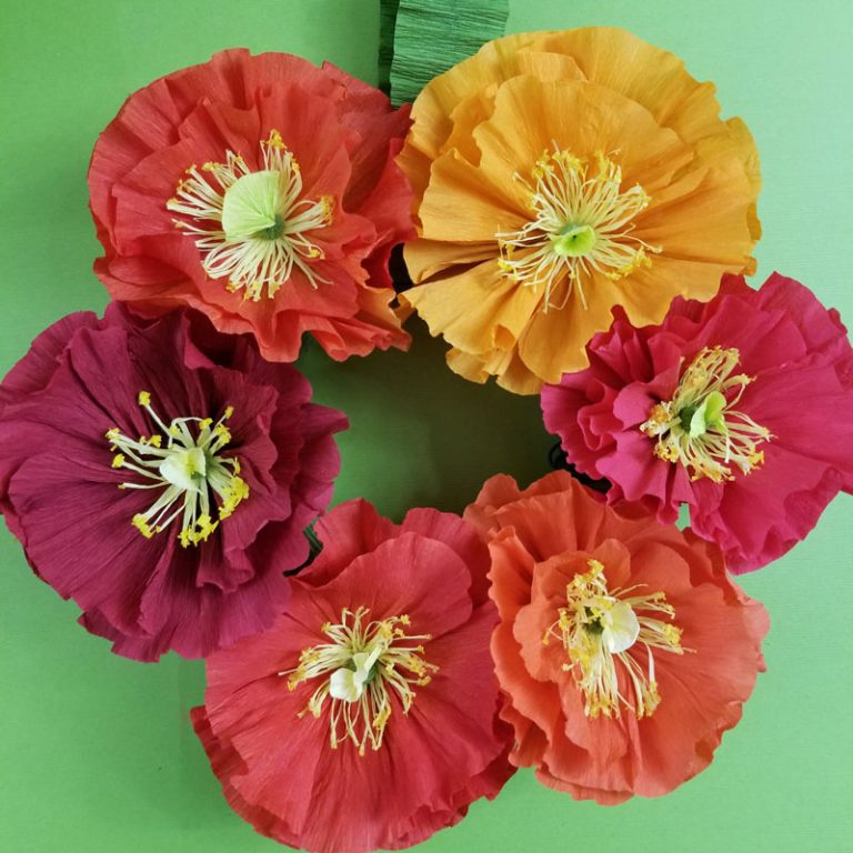 Paper Flower Wreath – Crepe Paper Icelandic Poppies