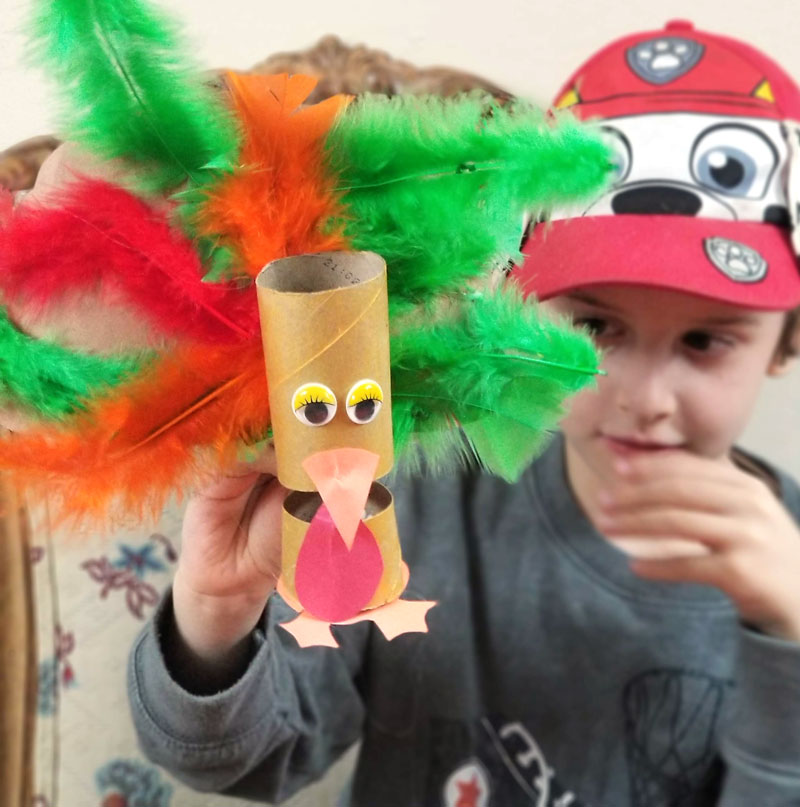 Thanksgiving crafts for kids: make a DIY Turkey puppet using a toilet paper roll